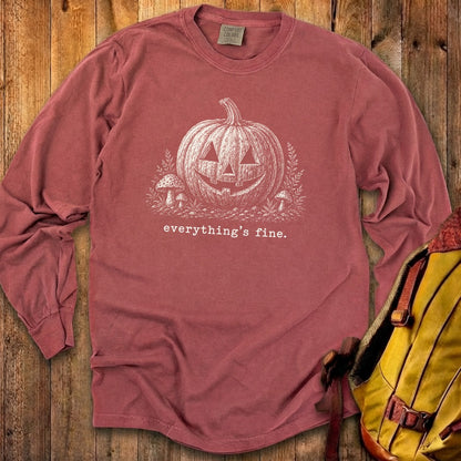 Halloween Pumpkin Everything is Fine Premium Long Sleeve