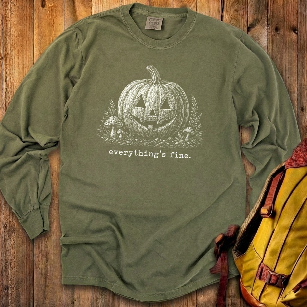 Halloween Pumpkin Everything is Fine Premium Long Sleeve