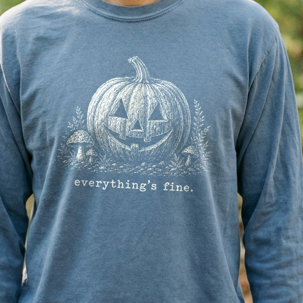 Halloween Pumpkin Everything is Fine Premium Long Sleeve