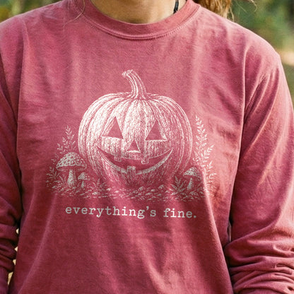 Halloween Pumpkin Everything is Fine Premium Long Sleeve