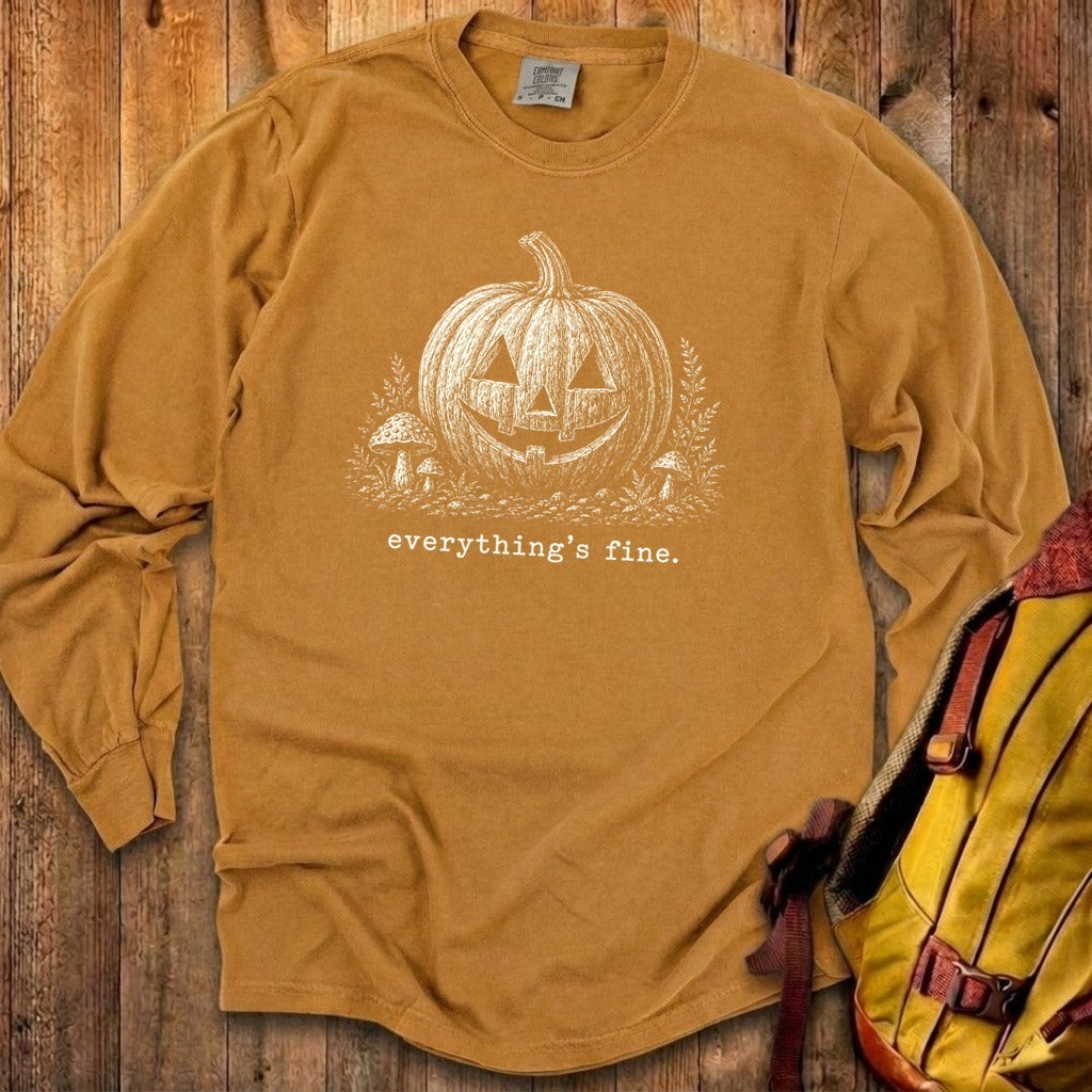Halloween Pumpkin Everything is Fine Premium Long Sleeve