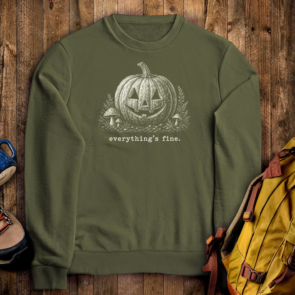 Halloween Pumpkin Everything is Fine Crewneck Sweatshirt
