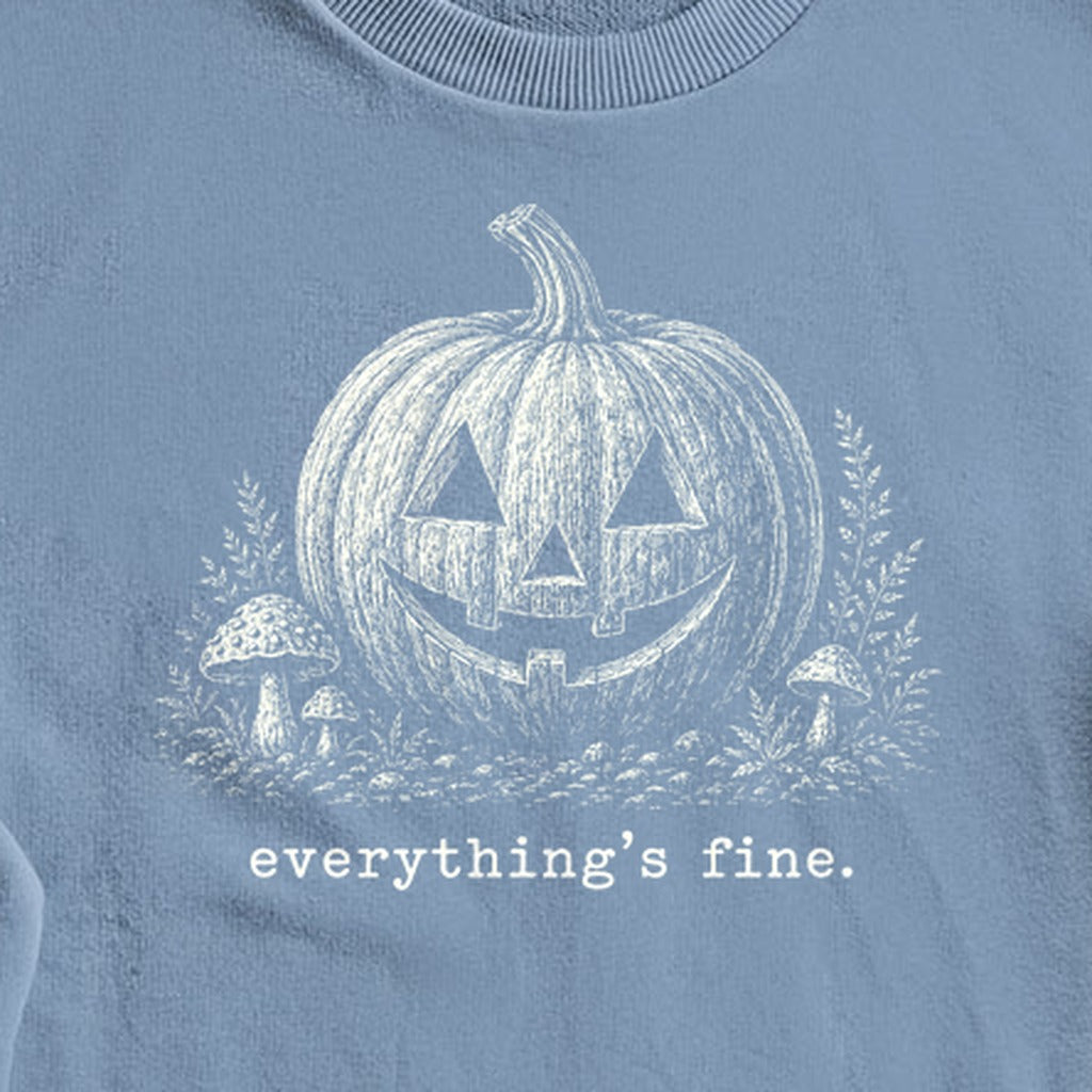 Halloween Pumpkin Everything is Fine Crewneck Sweatshirt
