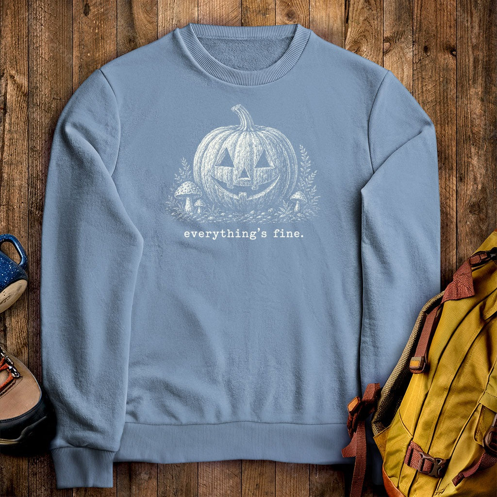 Halloween Pumpkin Everything is Fine Crewneck Sweatshirt
