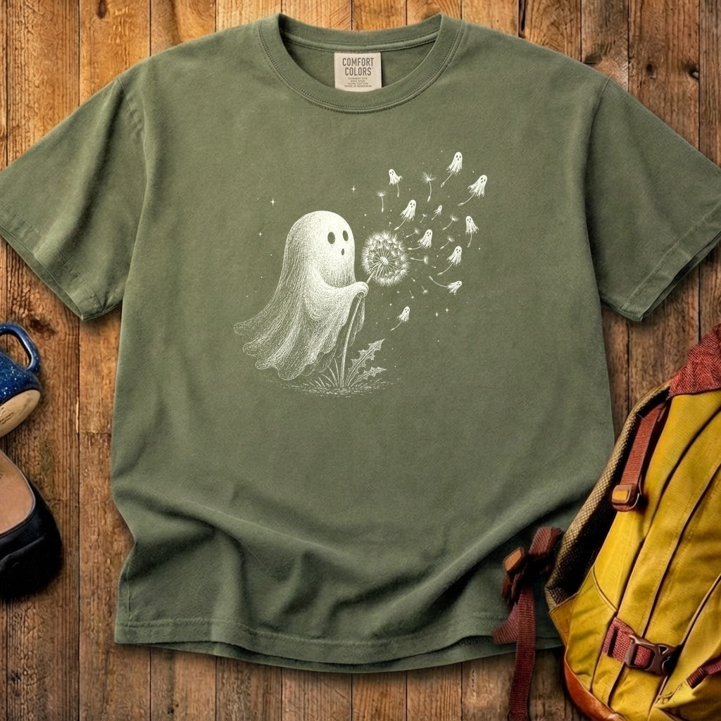 Ghost Dandelion Wish Cotton T-Shirt