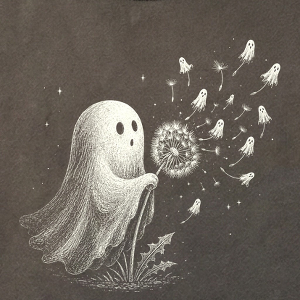 Ghost Dandelion Wish Cotton T-Shirt