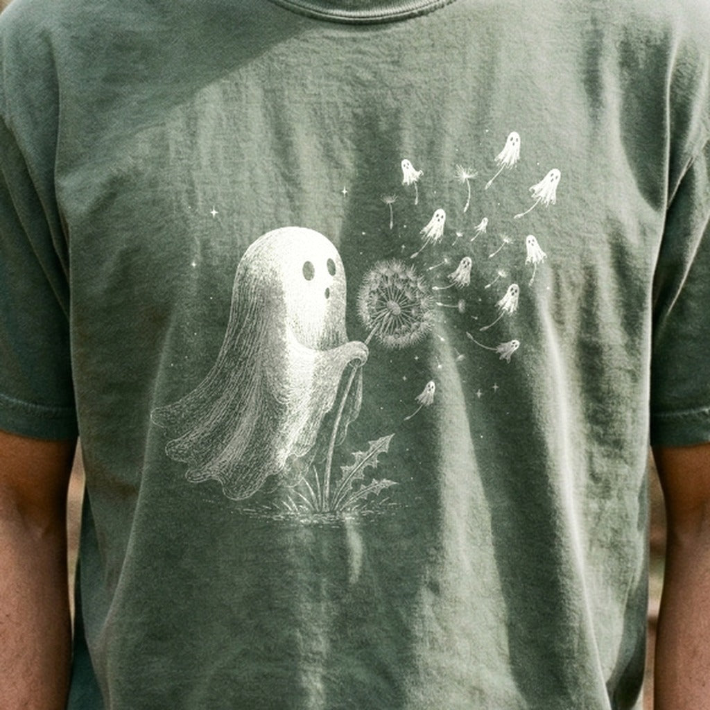 Ghost Dandelion Wish Cotton T-Shirt