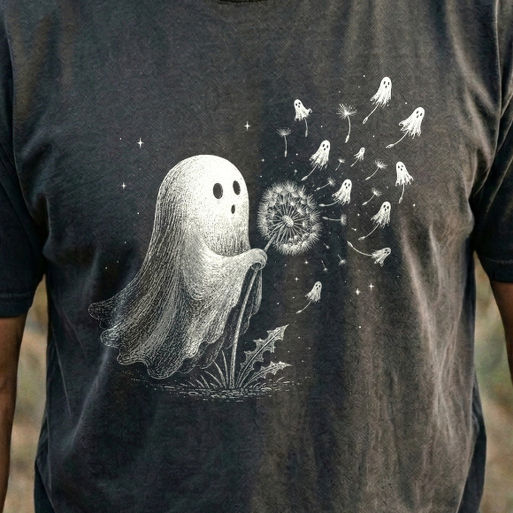 Ghost Dandelion Wish Cotton T-Shirt