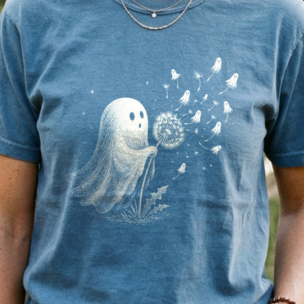 Ghost Dandelion Wish Cotton T-Shirt
