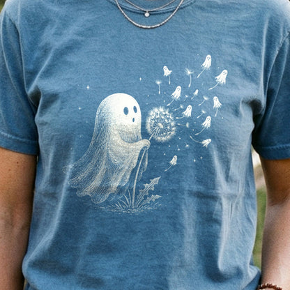 Ghost Dandelion Wish Cotton T-Shirt