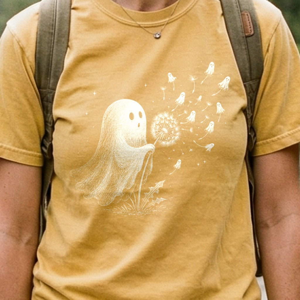 Ghost Dandelion Wish Cotton T-Shirt