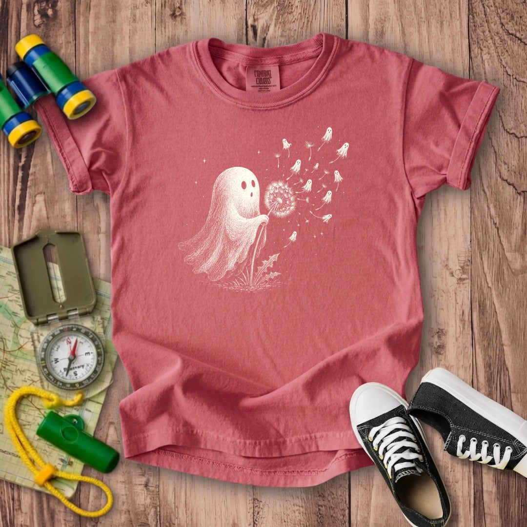 Ghost Dandelion Wish Kids Cotton T-Shirt