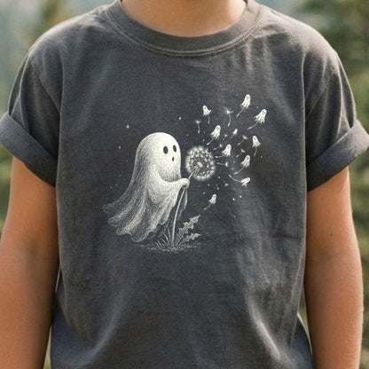 Ghost Dandelion Wish Kids Cotton T-Shirt