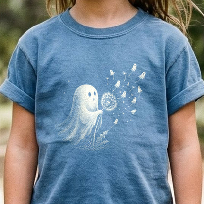 Ghost Dandelion Wish Kids Cotton T-Shirt