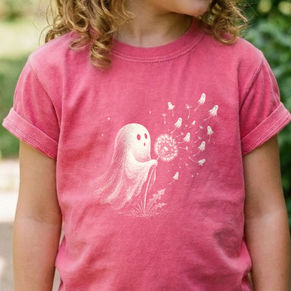 Ghost Dandelion Wish Kids Cotton T-Shirt
