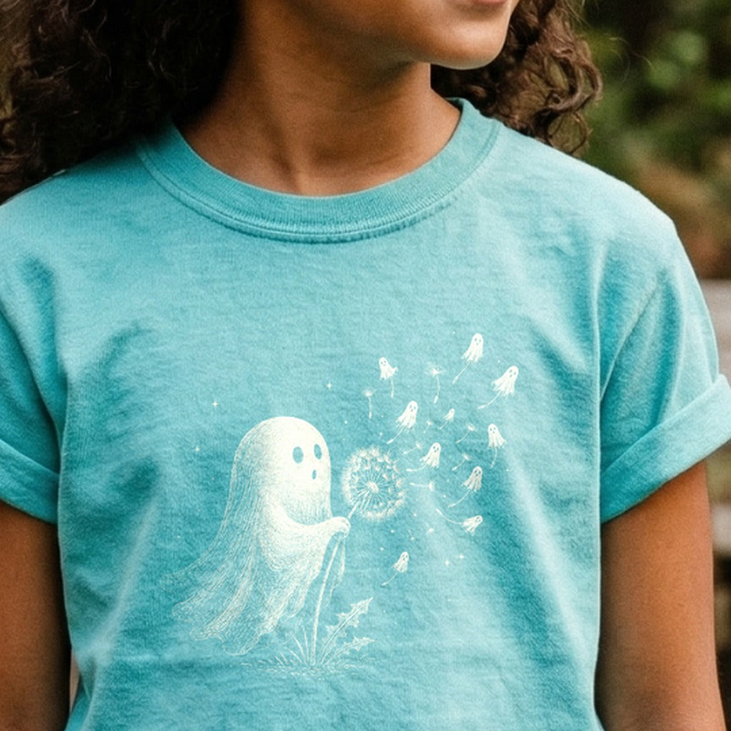 Ghost Dandelion Wish Kids Cotton T-Shirt