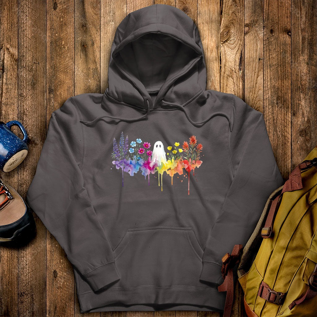 Halloween Ghost Watercolor Wildflowers Hoodie