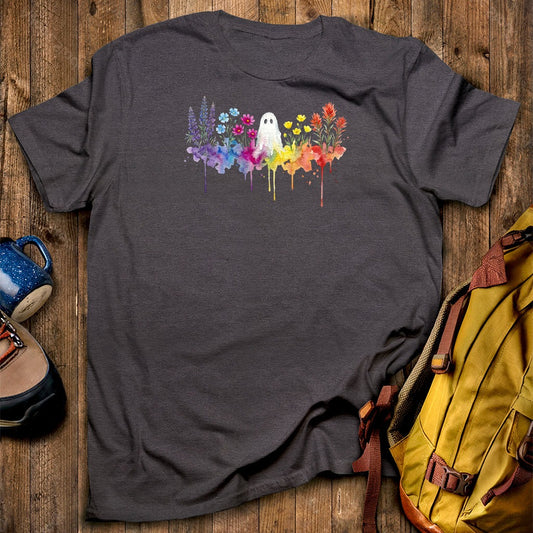 Halloween Ghost Watercolor Wildflowers T-Shirt