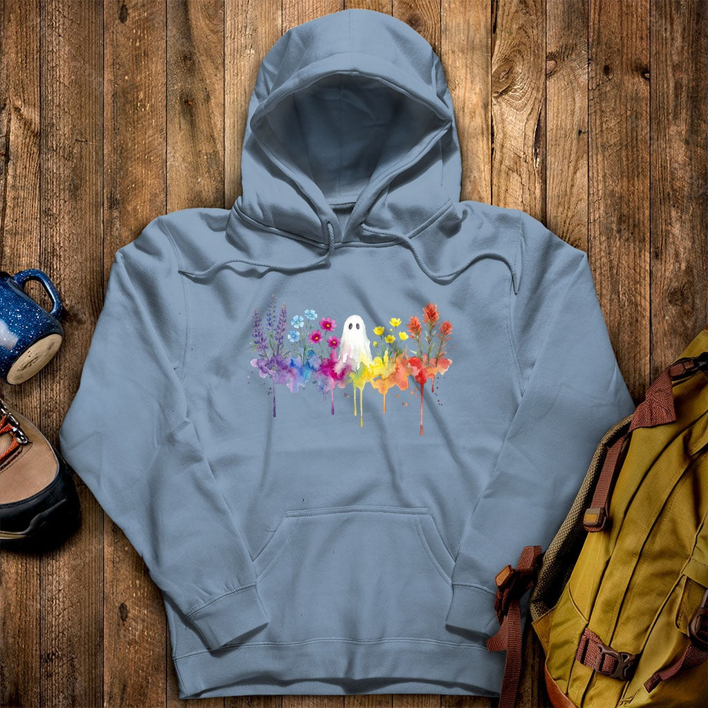 Halloween Ghost Watercolor Wildflowers Hoodie