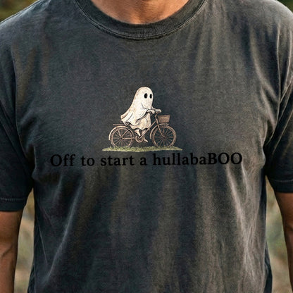 Small Ghost Riding a Bike Hullababoo Cotton T-Shirt