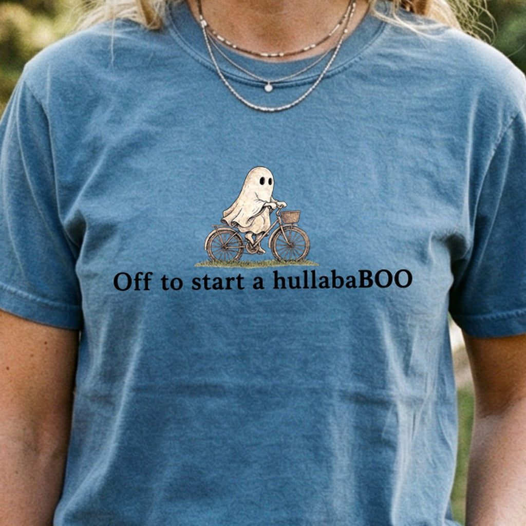 Small Ghost Riding a Bike Hullababoo Cotton T-Shirt