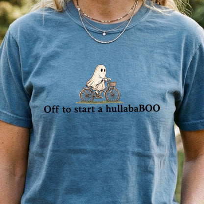 Small Ghost Riding a Bike Hullababoo Cotton T-Shirt