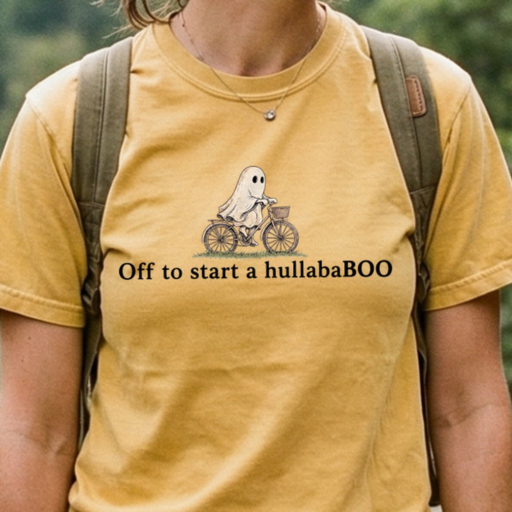 Small Ghost Riding a Bike Hullababoo Cotton T-Shirt
