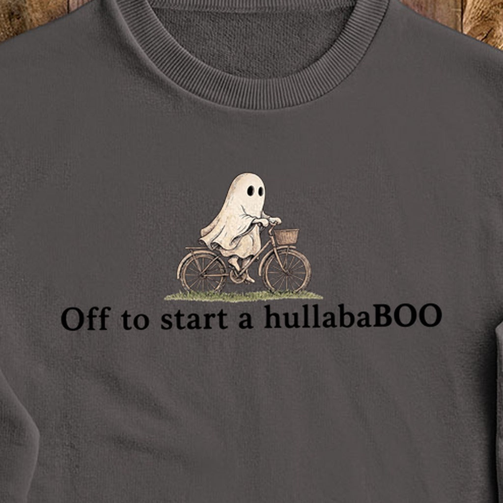 Small Ghost Riding a Bike Hullababoo Crewneck Sweatshirt