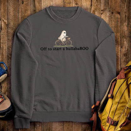 Small Ghost Riding a Bike Hullababoo Crewneck Sweatshirt