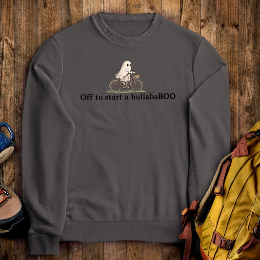 Small Ghost Riding a Bike Hullababoo Crewneck Sweatshirt