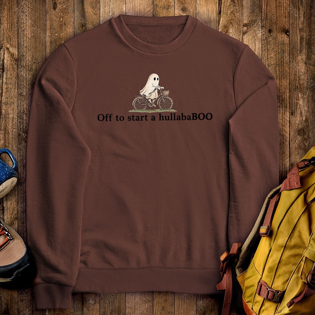 Small Ghost Riding a Bike Hullababoo Crewneck Sweatshirt