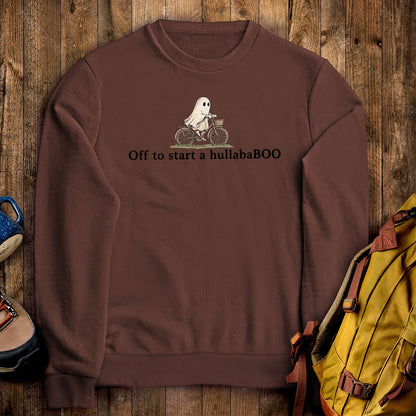 Small Ghost Riding a Bike Hullababoo Crewneck Sweatshirt