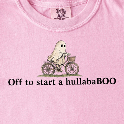 Small Ghost Riding a Bike Hullababoo Kids Cotton T-Shirt