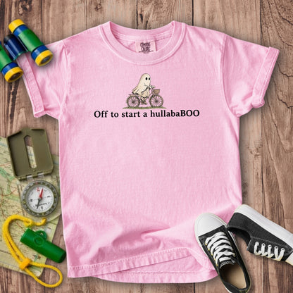 Small Ghost Riding a Bike Hullababoo Kids Cotton T-Shirt