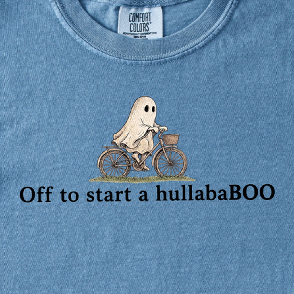 Small Ghost Riding a Bike Hullababoo Kids Cotton T-Shirt