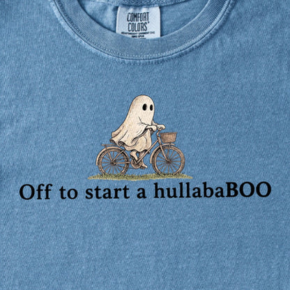 Small Ghost Riding a Bike Hullababoo Kids Cotton T-Shirt