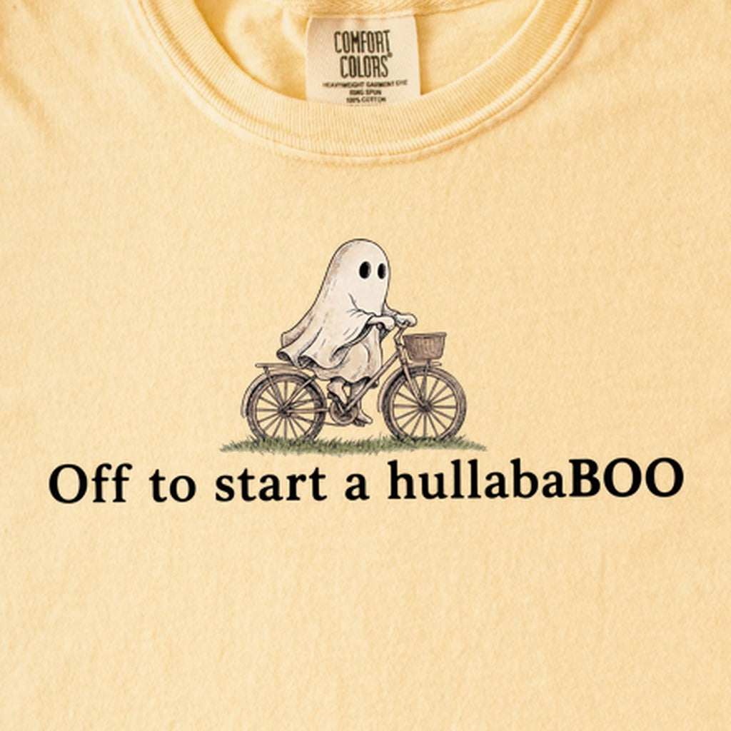 Small Ghost Riding a Bike Hullababoo Kids Cotton T-Shirt