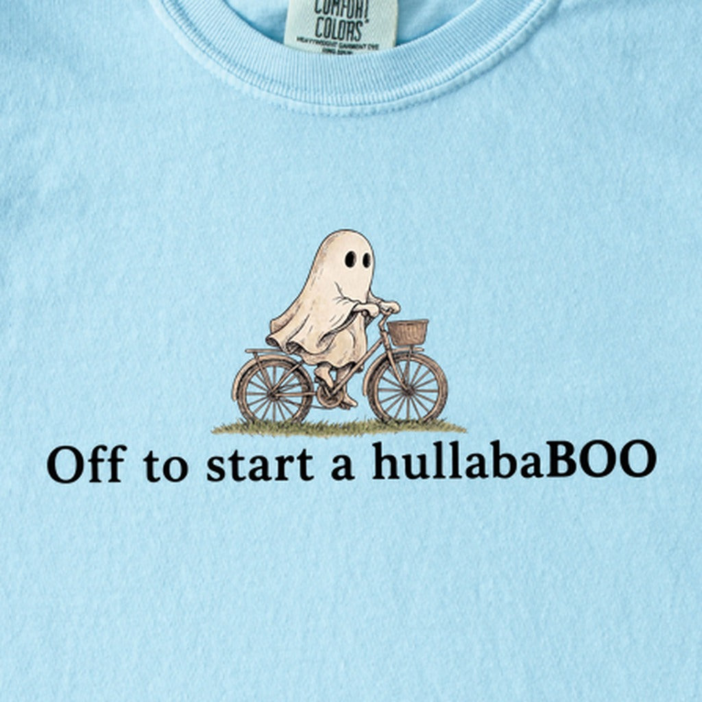 Small Ghost Riding a Bike Hullababoo Kids Cotton T-Shirt