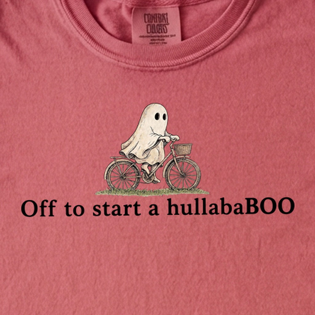 Small Ghost Riding a Bike Hullababoo Kids Cotton T-Shirt