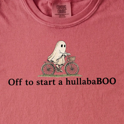 Small Ghost Riding a Bike Hullababoo Kids Cotton T-Shirt