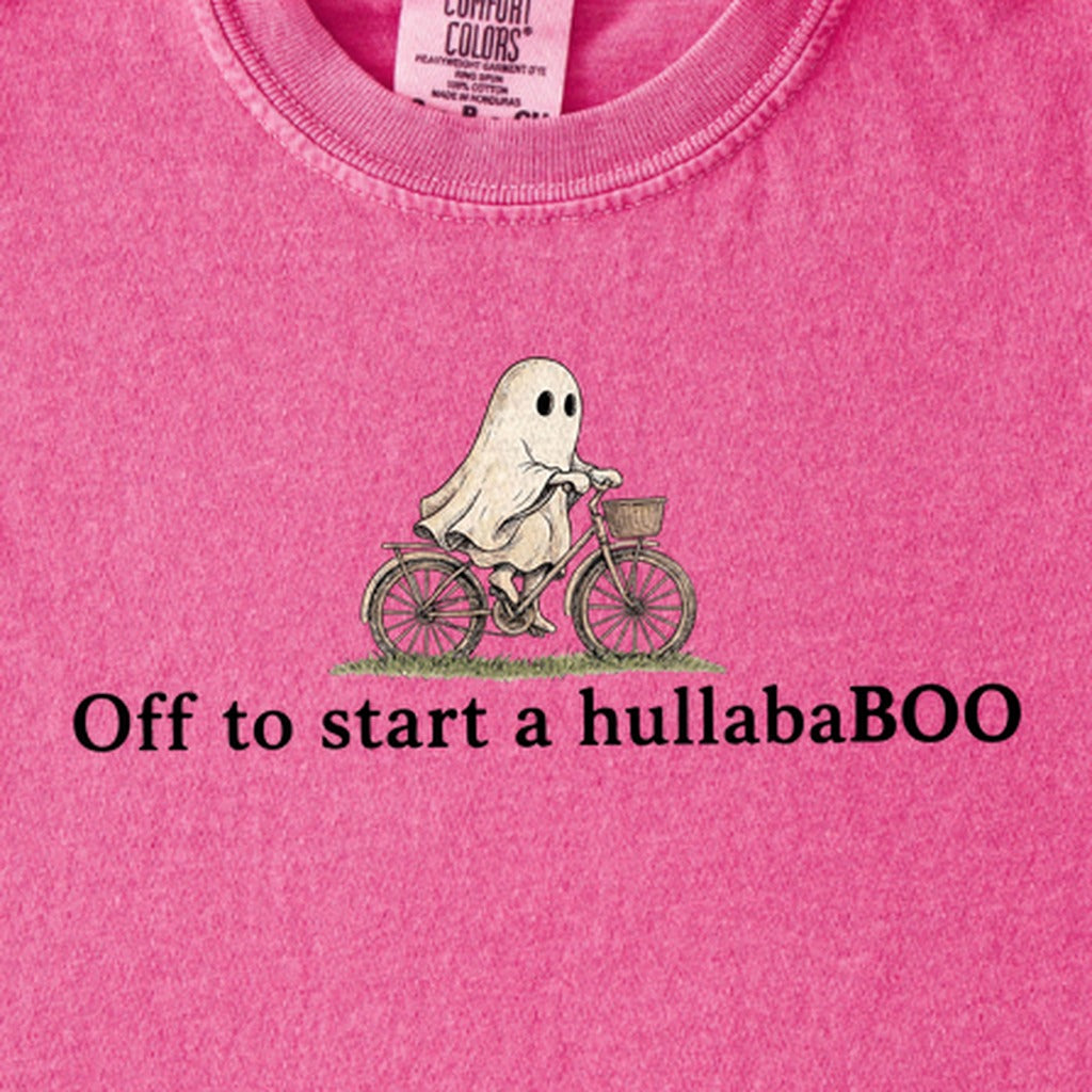 Small Ghost Riding a Bike Hullababoo Kids Cotton T-Shirt