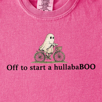 Small Ghost Riding a Bike Hullababoo Kids Cotton T-Shirt
