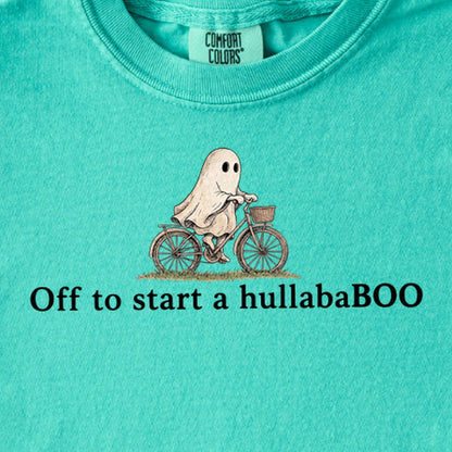 Small Ghost Riding a Bike Hullababoo Kids Cotton T-Shirt