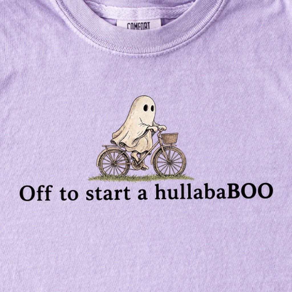 Small Ghost Riding a Bike Hullababoo Kids Cotton T-Shirt