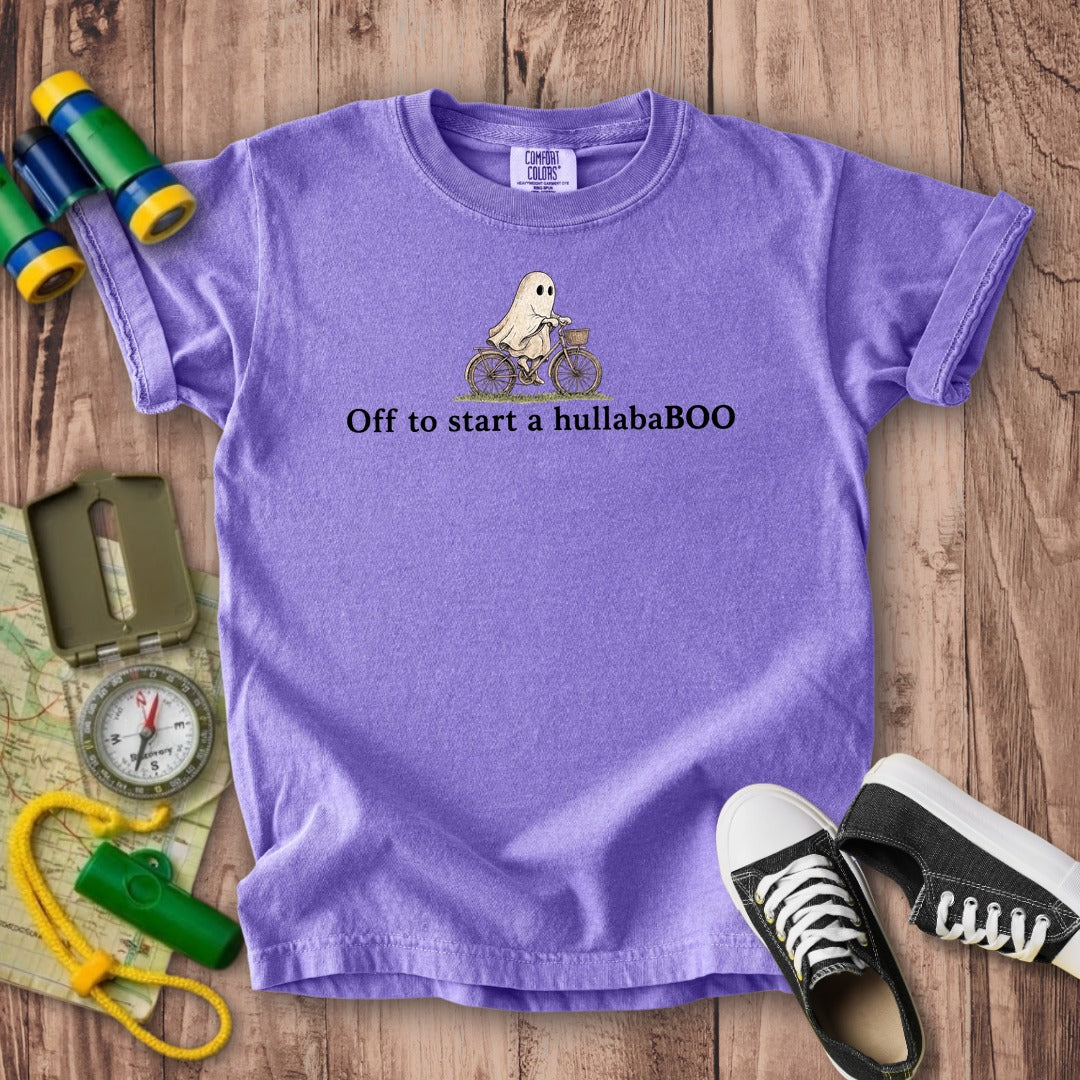 Small Ghost Riding a Bike Hullababoo Kids Cotton T-Shirt