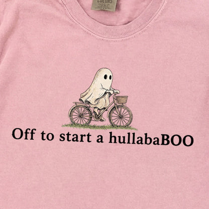 Small Ghost Riding a Bike Hullababoo Premium Long Sleeve