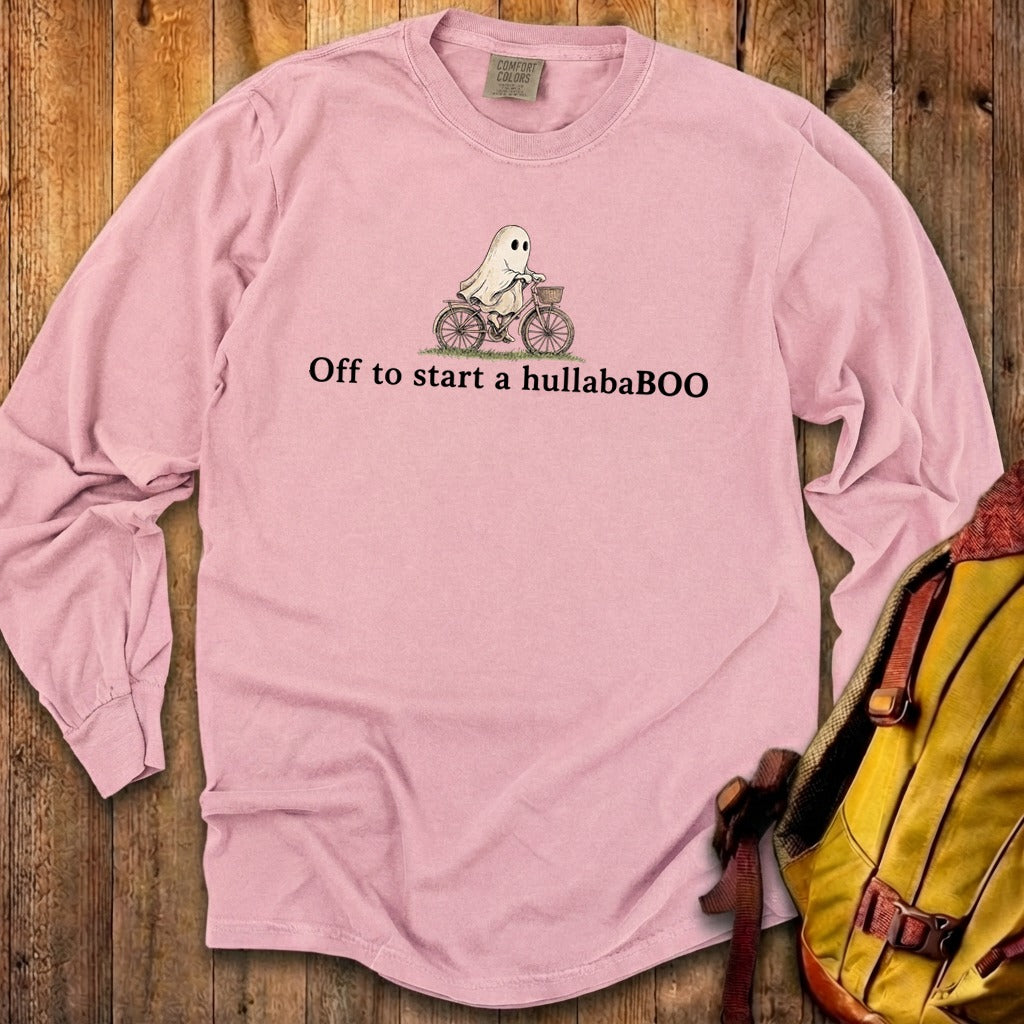 Small Ghost Riding a Bike Hullababoo Premium Long Sleeve