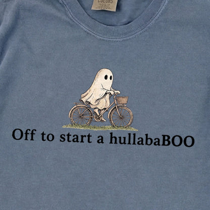 Small Ghost Riding a Bike Hullababoo Premium Long Sleeve