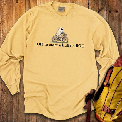 Small Ghost Riding a Bike Hullababoo Premium Long Sleeve