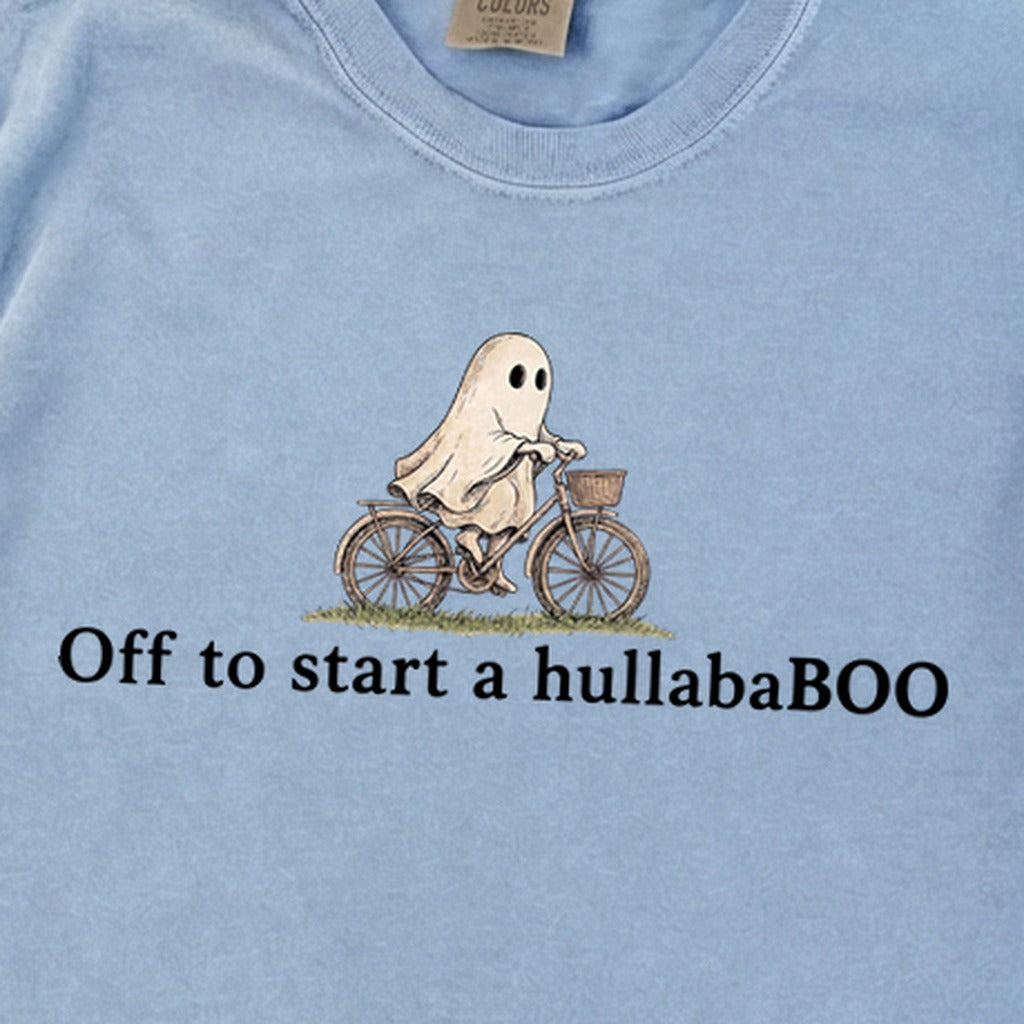 Small Ghost Riding a Bike Hullababoo Premium Long Sleeve